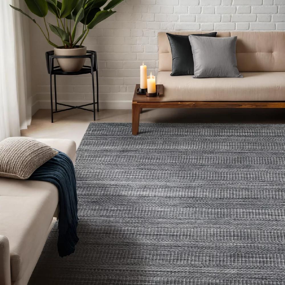 eminza Tapis de salon rectangulaire matière recyclée (160 x 230 cm) Aiko Gris