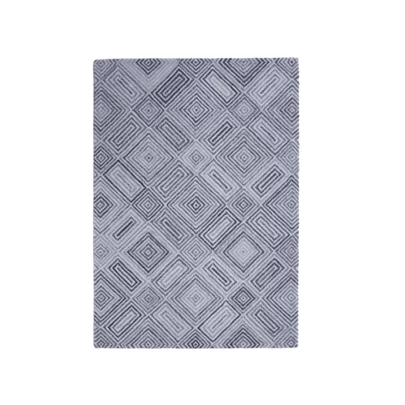 Eminza Tapis De Salon Rectangulaire Matière Recyclée Tuftée (140 X 200 Cm) Shelton Gris