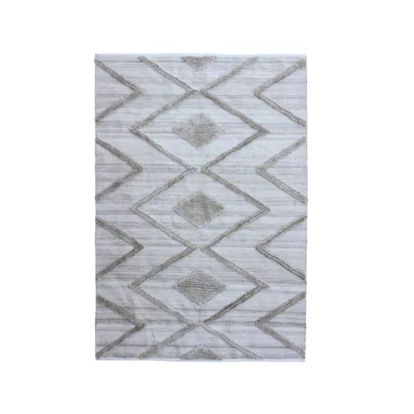 Eminza Tapis De Salon Rectangulaire Matière Recyclée Tuftée (160 X 230 Cm) Kaito Ivoire