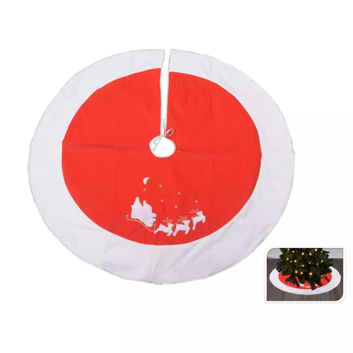 eminza Tapis de sapin rond (D120 cm) Traineau du Père Noël