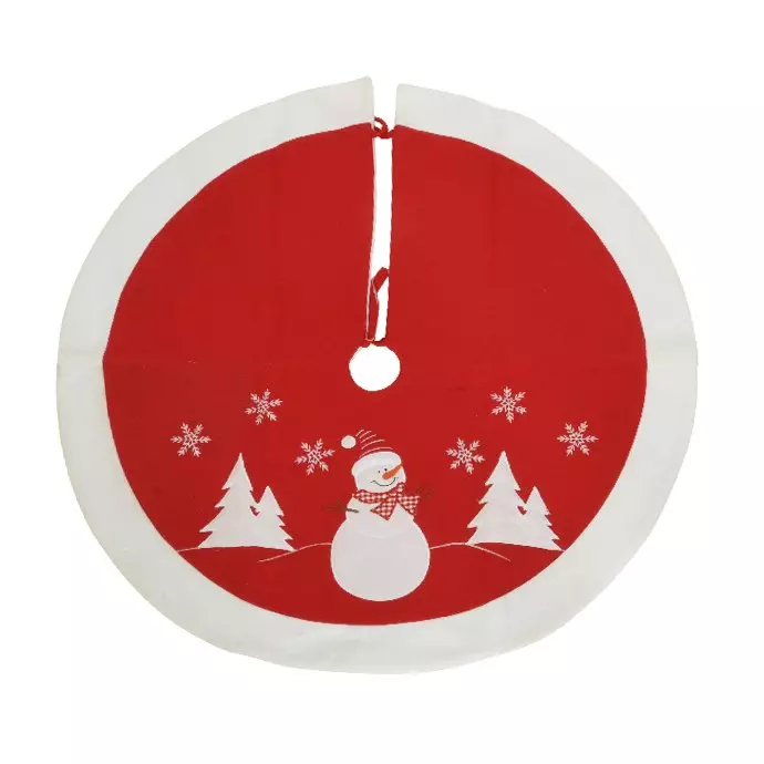 eminza Tapis de sapin rond (D89 cm) Bonhomme de neige
