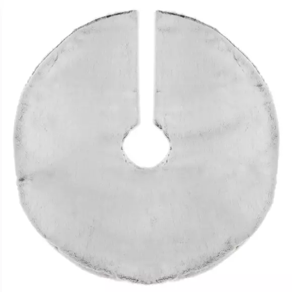 Eminza Tapis De Sapin Rond (D90 Cm) Fourrure D'hiver Gris