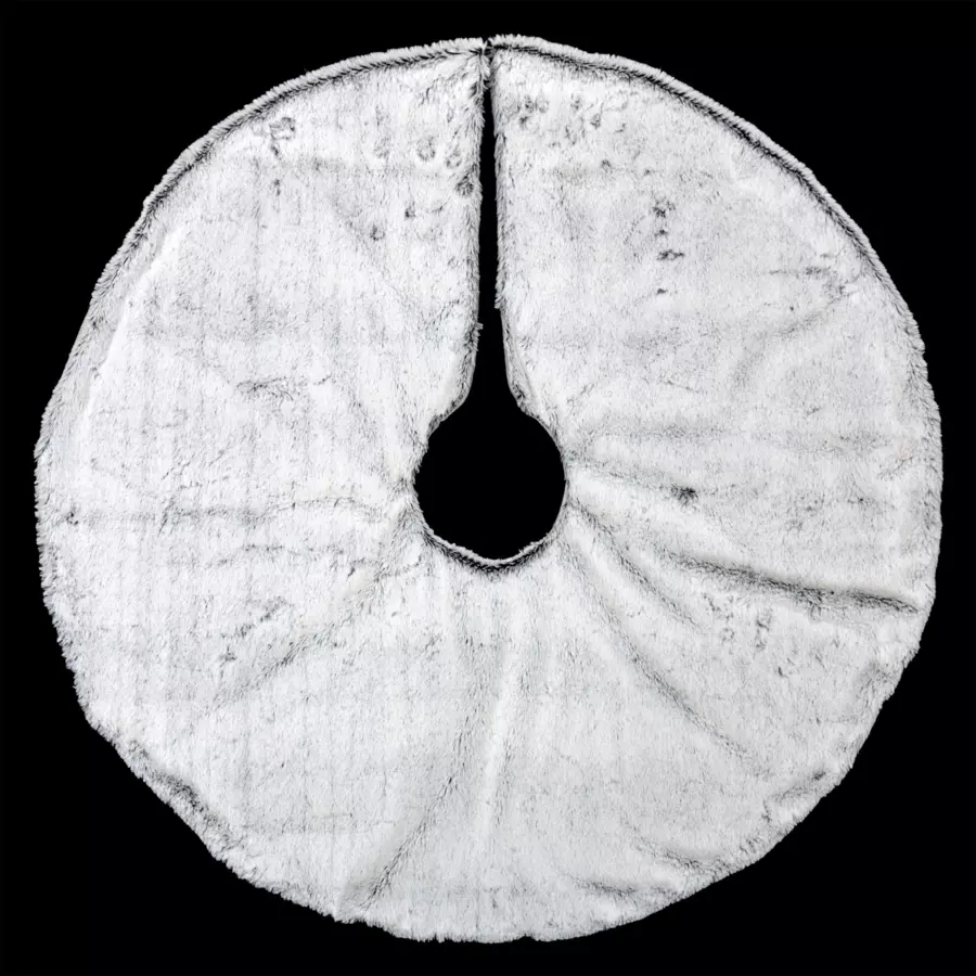 Eminza Tapis De Sapin Rond (D90 Cm) Fourrure D'hiver Gris