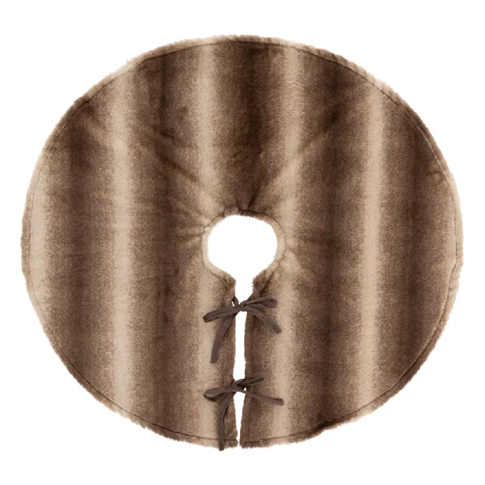 eminza Tapis de sapin rond (D90 cm) Fourrure et nœuds Marron