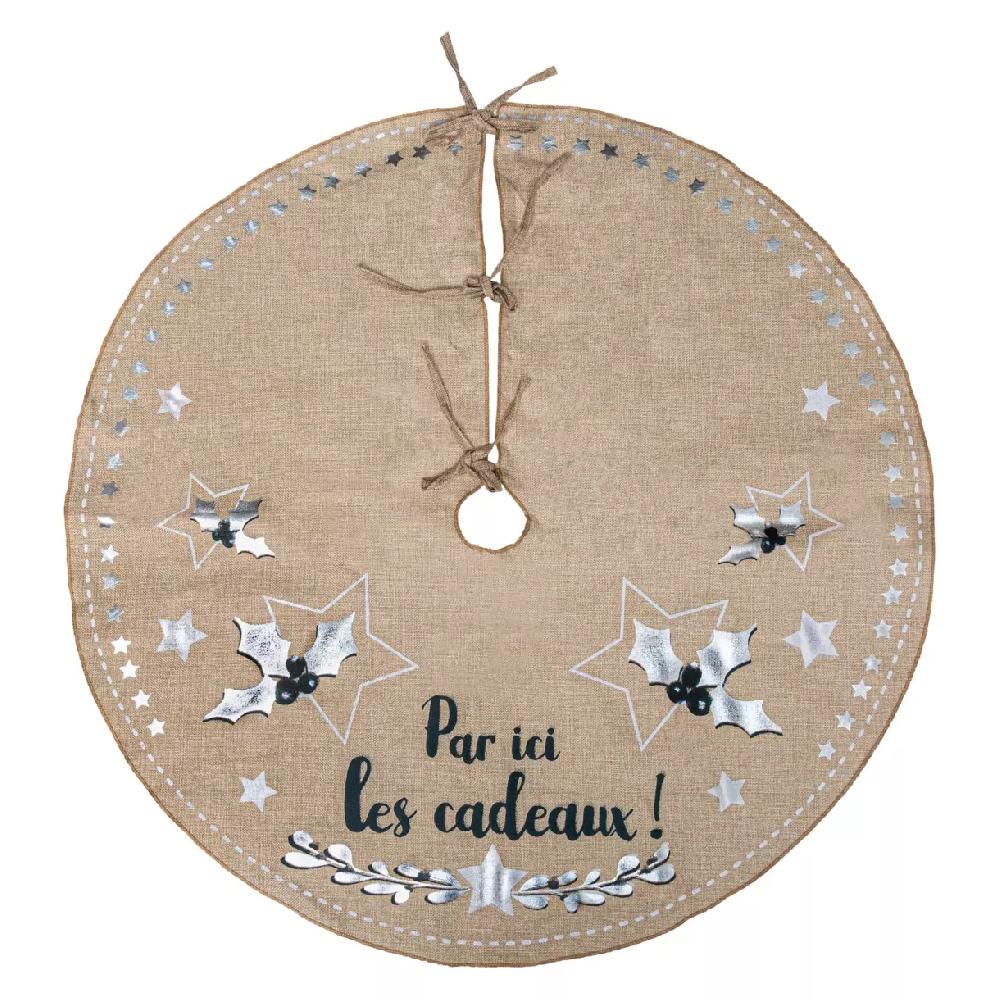eminza Tapis de sapin rond (D90 cm) "Par ici les cadeaux"