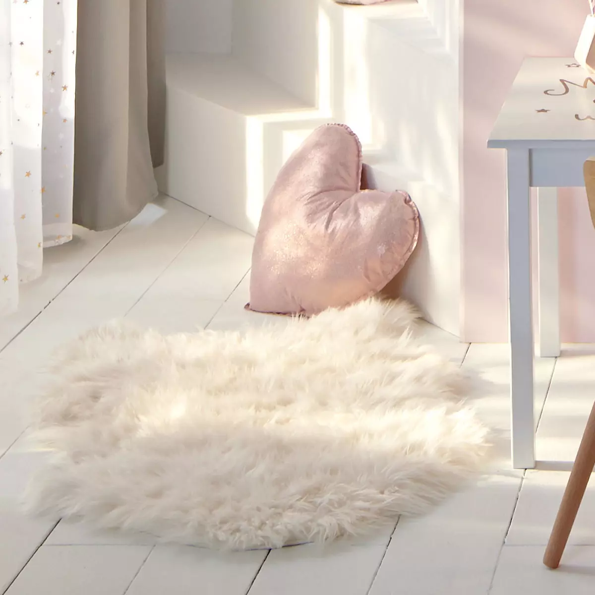 eminza Tapis fausse fourrure (90 x 60 cm) Fisher Blanc