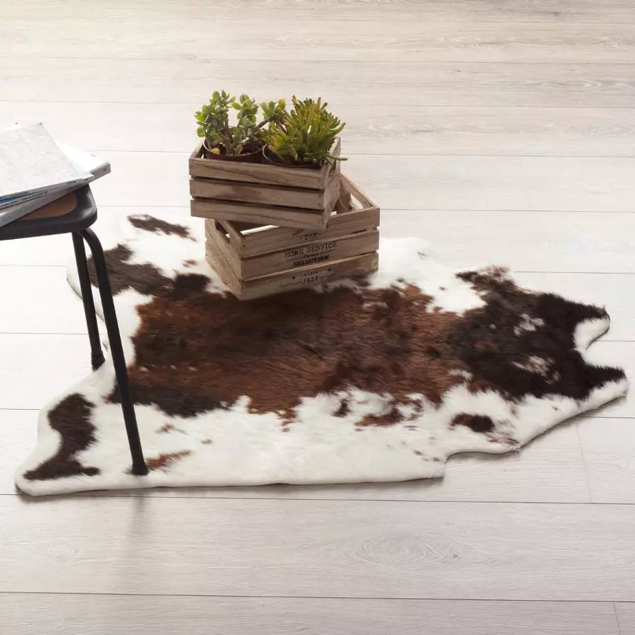 eminza Tapis fausse peau de vache (100 x 94 cm) Vache Marron