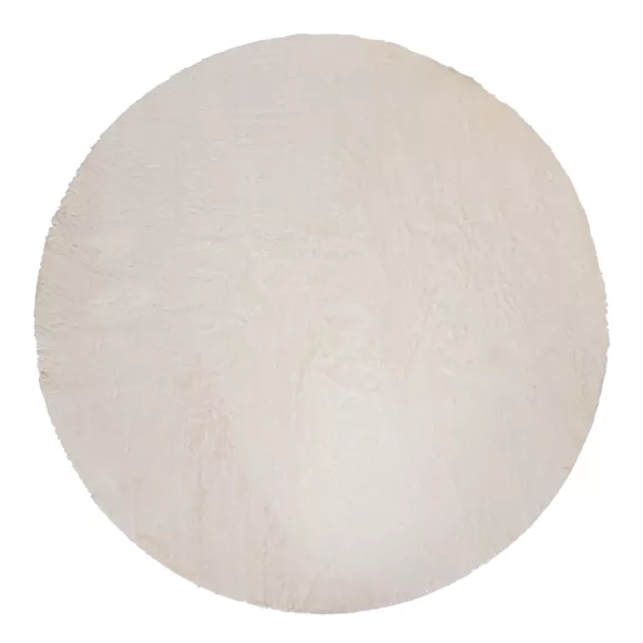 Eminza Tapis Rond Fausse Fourrure (118 Cm) Jona Ivoire