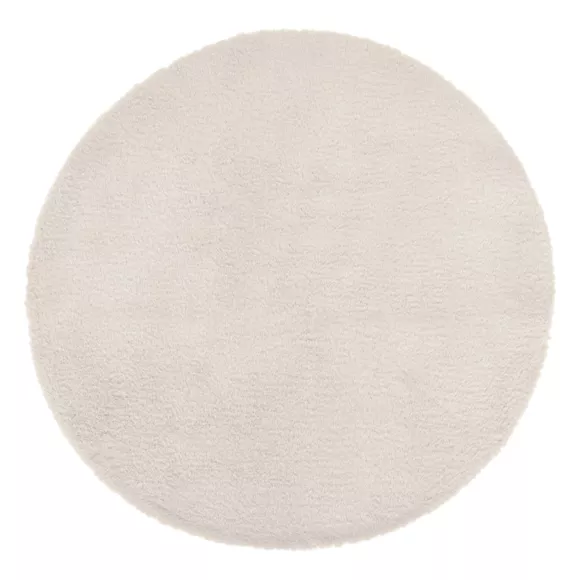 Eminza Tapis Rond Fausse Fourrure (80 Cm) Jona Ivoire