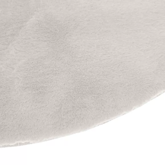 Eminza Tapis Rond Fausse Fourrure (80 Cm) Jona Ivoire