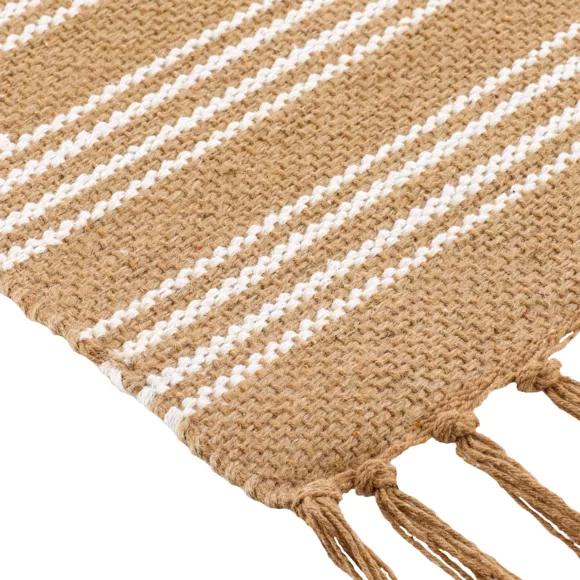 Eminza Tapis Salon Jute Et Coton (45 X 90 Cm) Eden Beige Naturel