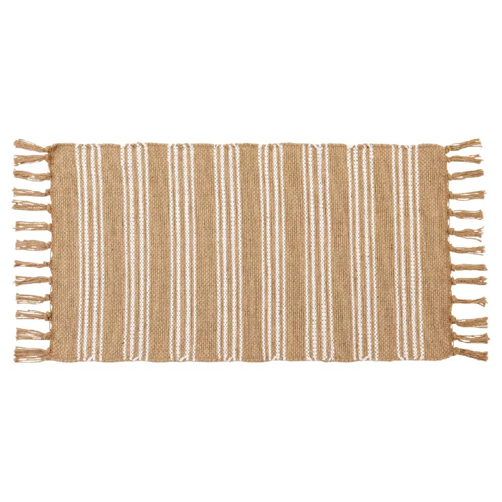 eminza Tapis salon jute et coton (45 x 90 cm) Eden Beige naturel
