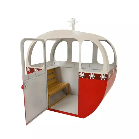 Eminza Télécabine En Métal Géante (H120 Cm) Winter Rouge Et Blanc
