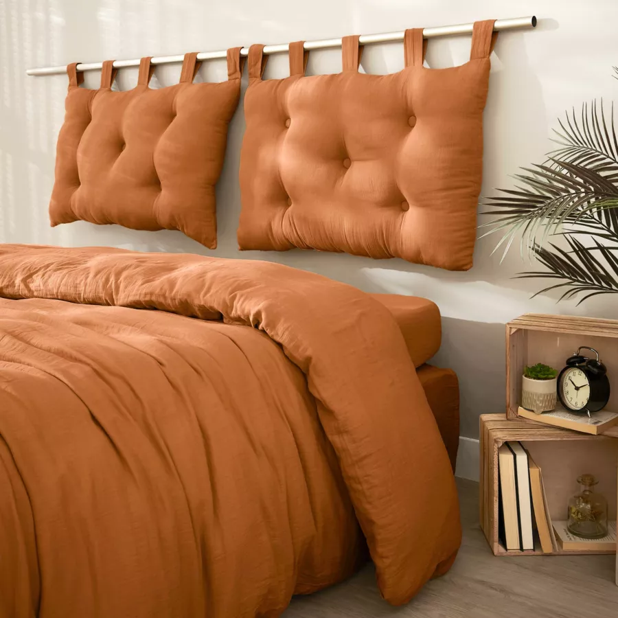 Eminza Tête De Lit Coussin Gaze De Coton (80 X 50 Cm) Gaïa Abricot
