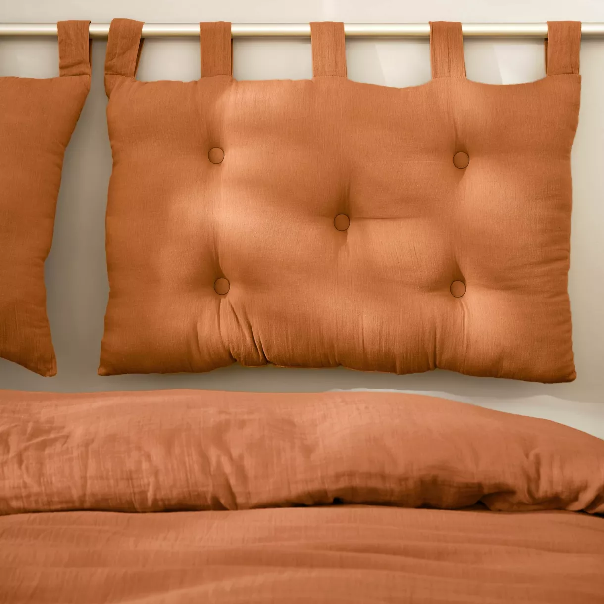 eminza Tête de lit coussin gaze de coton (80 x 50 cm) Gaïa Abricot
