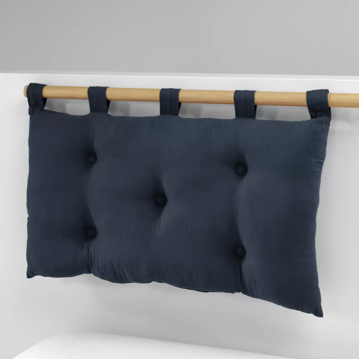 eminza Tête de lit coussin gaze de coton (80 x 50 cm) Gaïa Bleu nuit