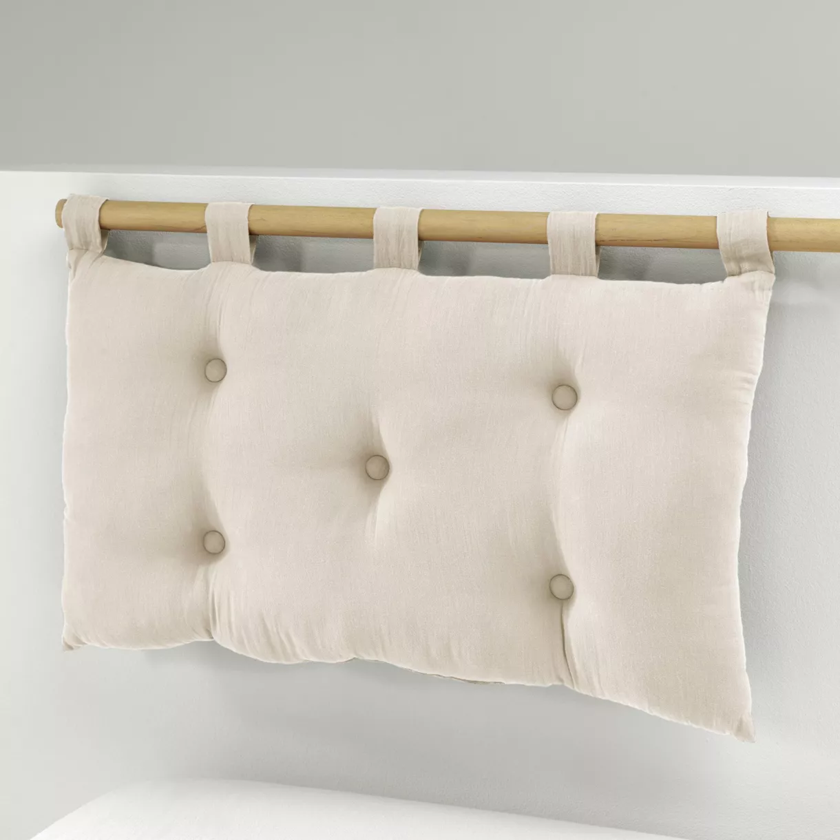 eminza Tête de lit coussin gaze de coton (80 x 50 cm) Gaïa Beige pampa