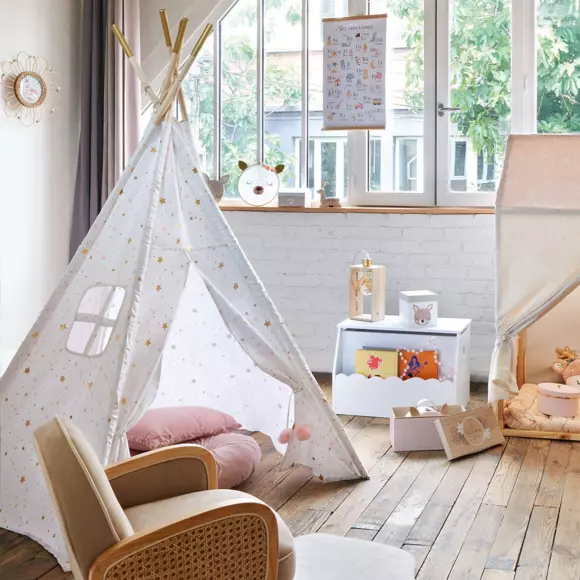 Eminza Tipi Enfant Bois Et Tissu (H160 Cm) Starla Blanc