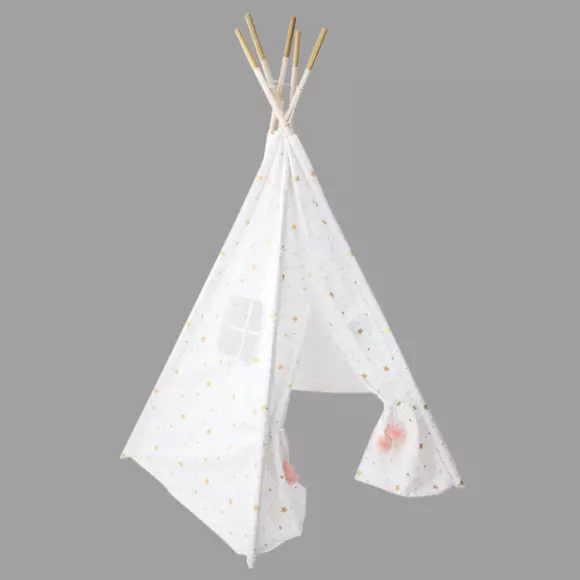 Eminza Tipi Enfant Bois Et Tissu (H160 Cm) Starla Blanc