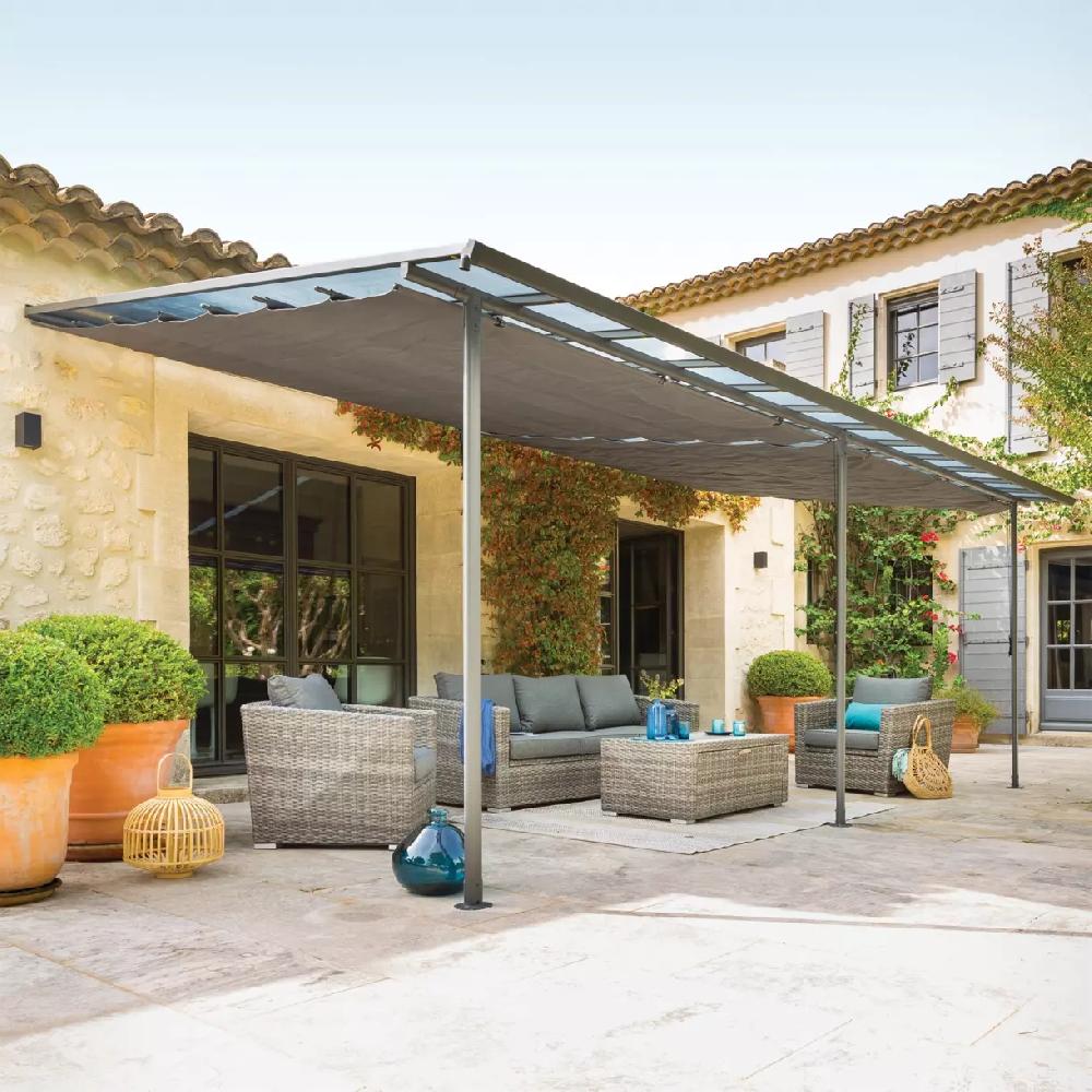 eminza Toile de pergola (3 5 x 6 m) Belize Gris ardoise