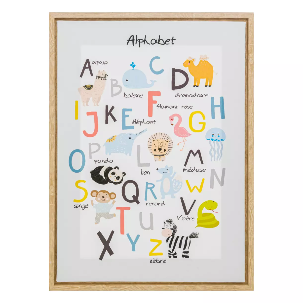 eminza Toile murale enfant (30 x 40 cm) Alphabet Multicolore