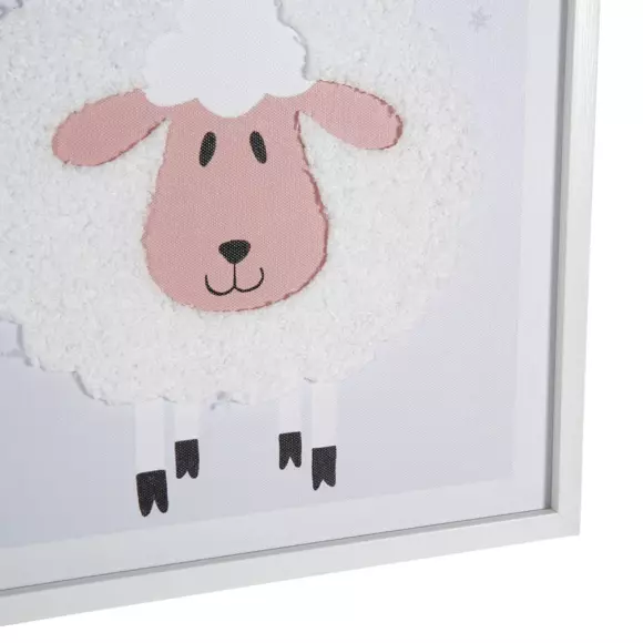 Eminza Toile Murale Enfant (30 X 40 Cm) Mouton Blanche