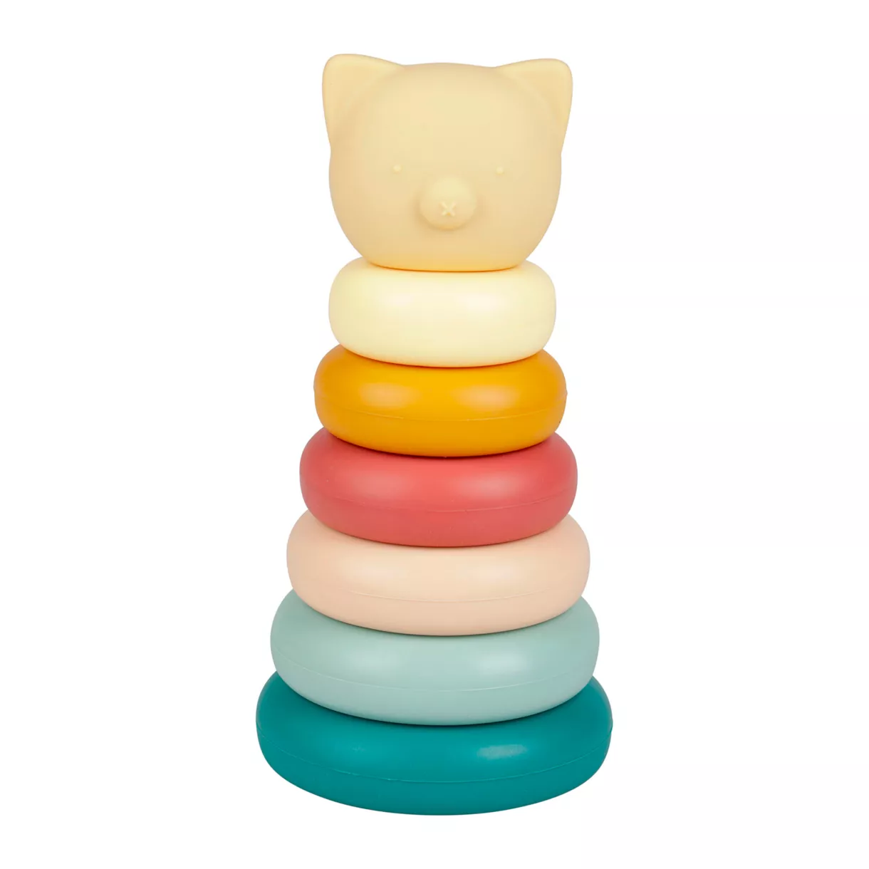 eminza Tour d'anneaux à empiler bébé silicone (16 cm) Ours Multicolore