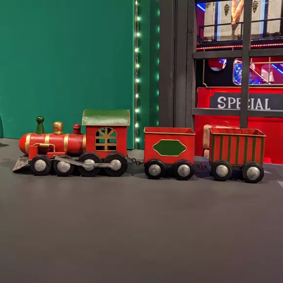 Eminza Train De Noël En Métal (58 Cm) Wagons De Marchandise