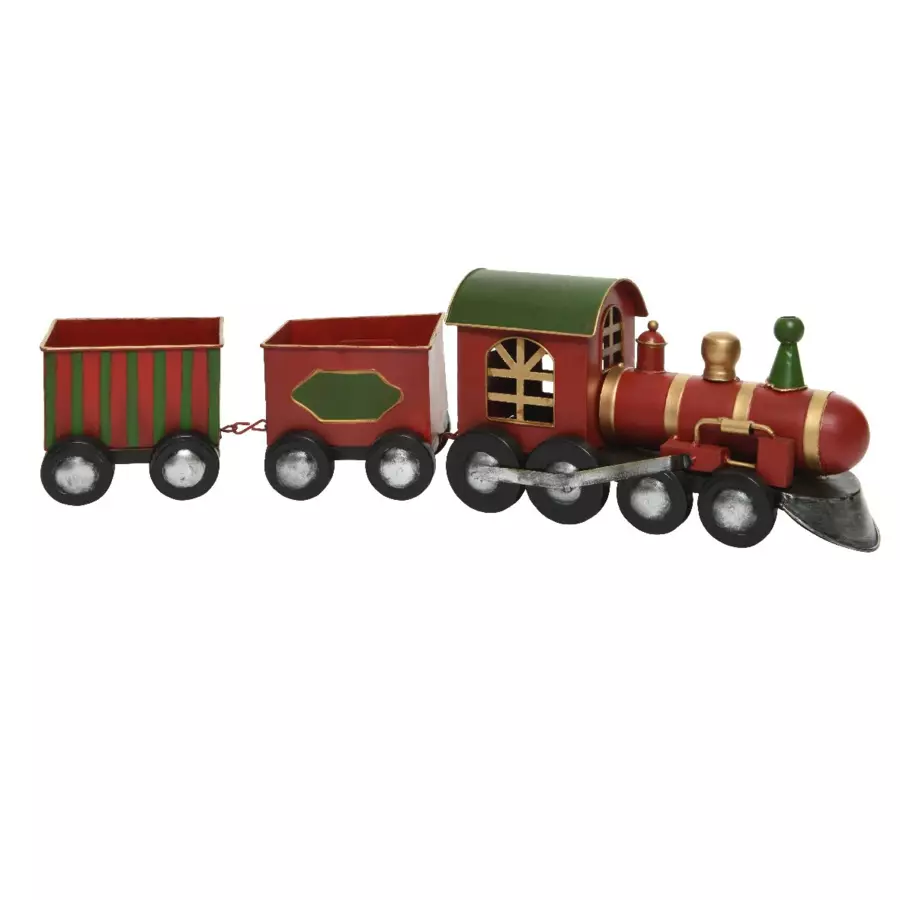 Eminza Train De Noël En Métal (58 Cm) Wagons De Marchandise