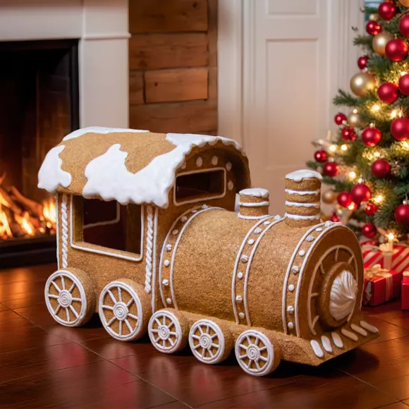 Eminza Train De Noël Géant (114 X H68 Cm) Pain D'épices Gourmand