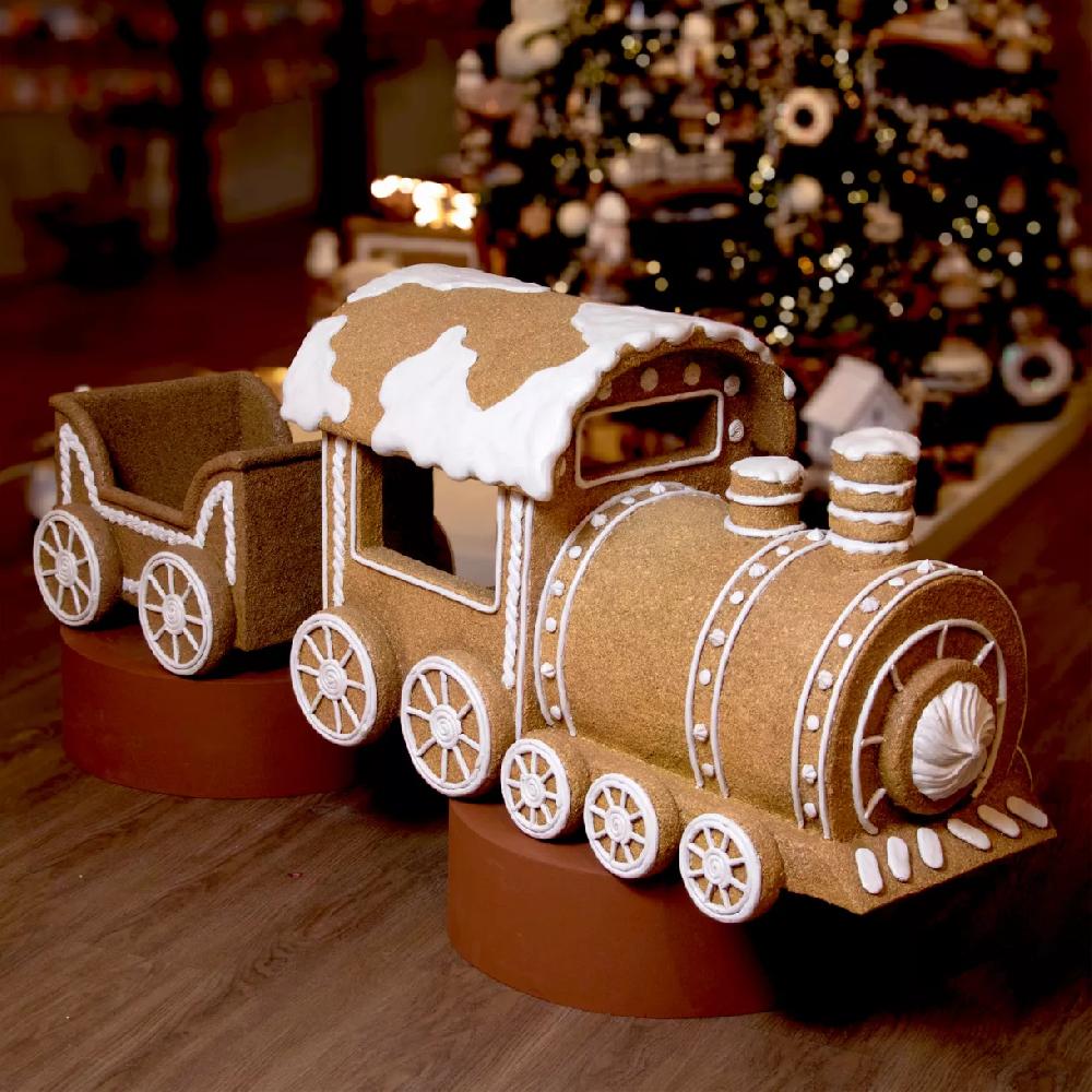 eminza Train de Noël Géant (114 x H68 cm) Pain d'épices Gourmand