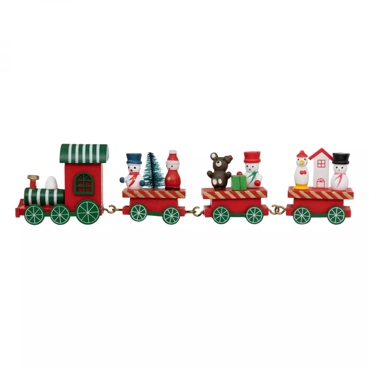 eminza Train décoratif en bois (22 cm) Farandole de Noël