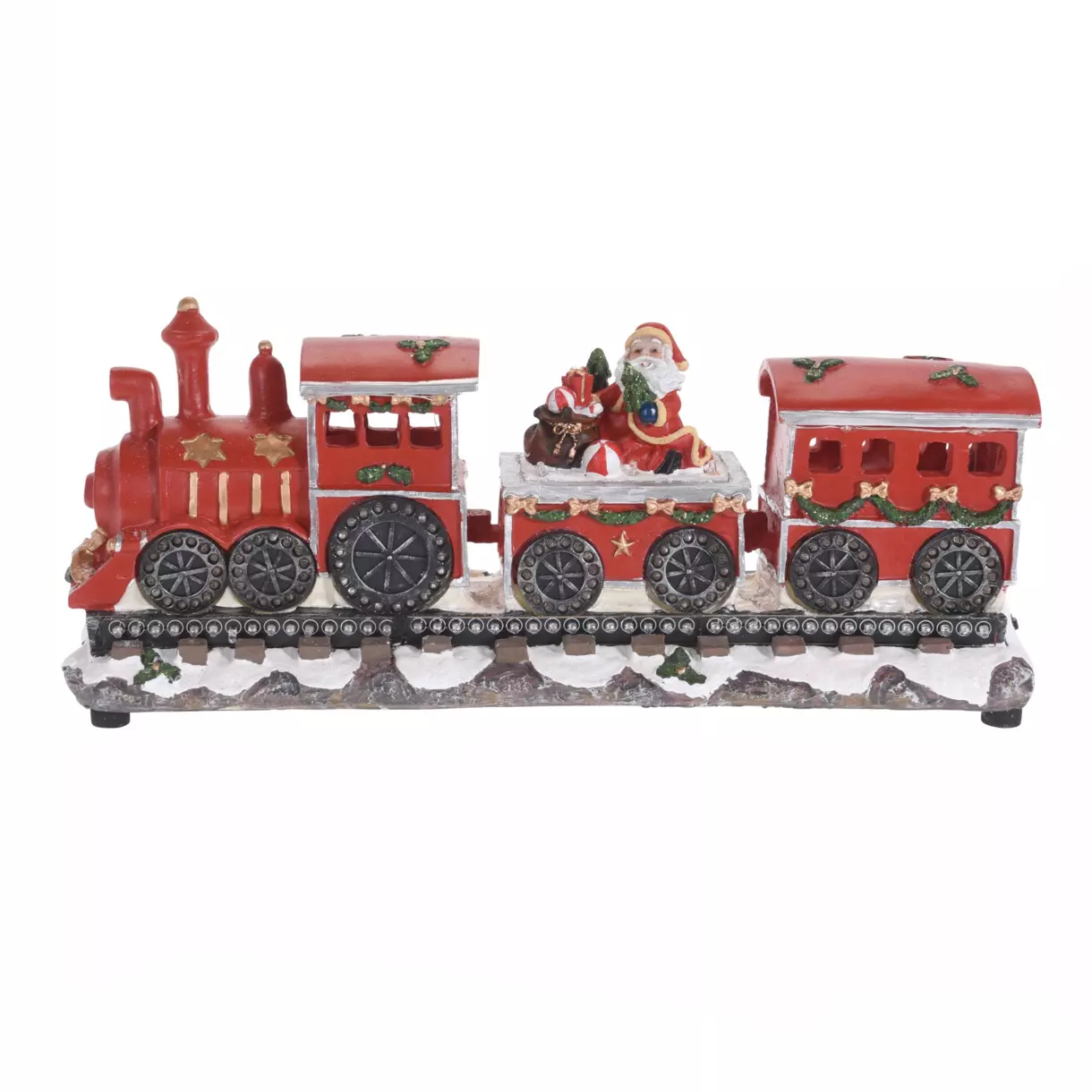 eminza Train décoratif lumineux (39 cm) Locomotive Père Noël