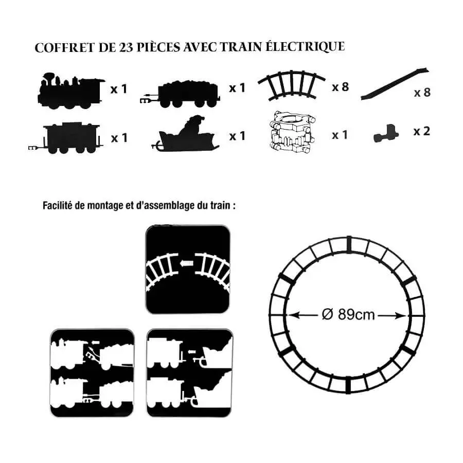 Eminza Train électrique à Piles (D89 Cm) Pour Sapin Montparnasse