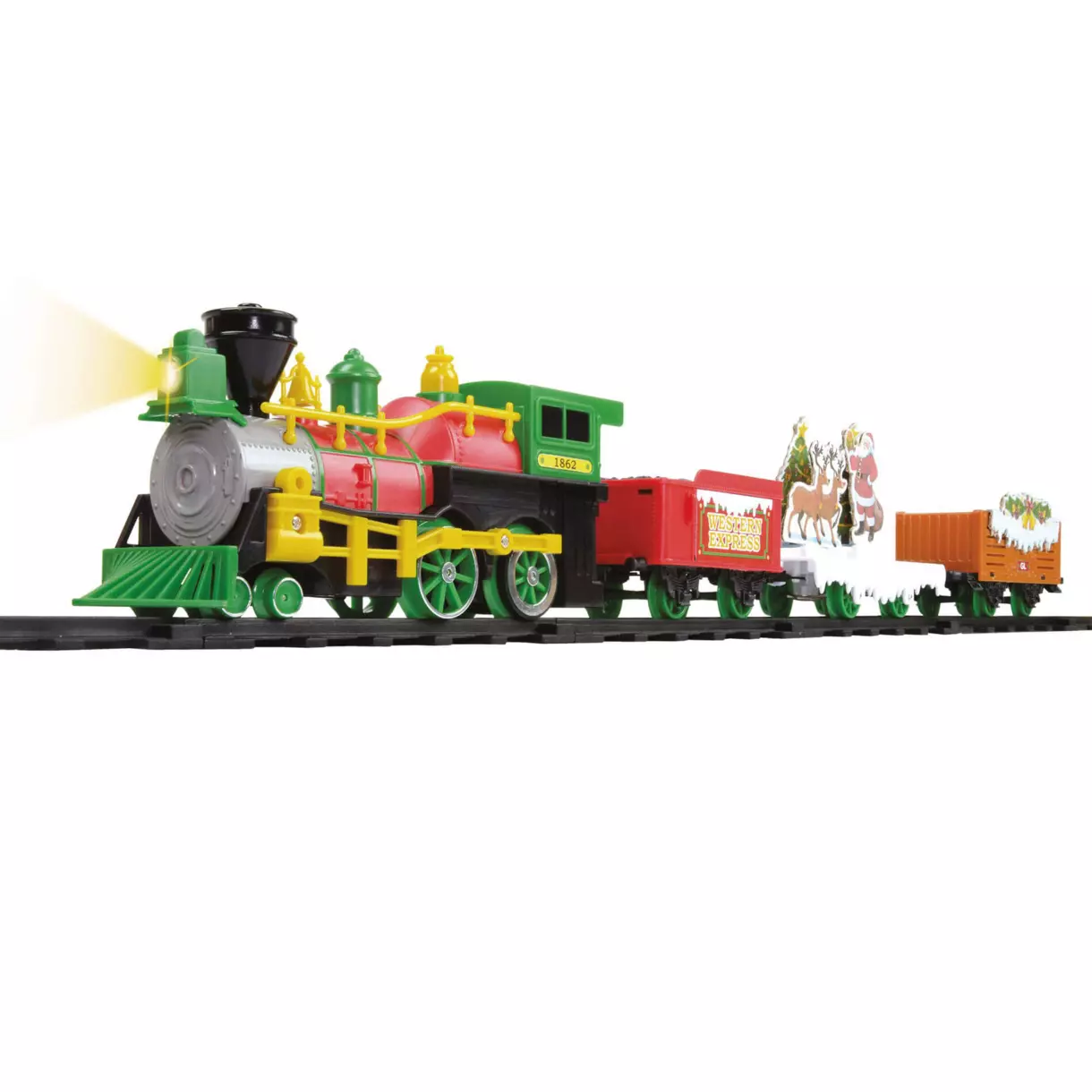 eminza Train électrique lumineux et musical (290 cm) Santa vert