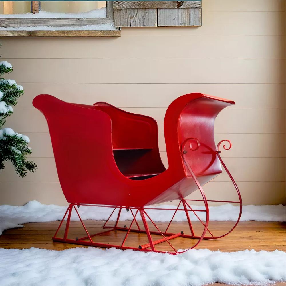 eminza Traineau du Père Noël en métal (H60 cm) Magie de Noël