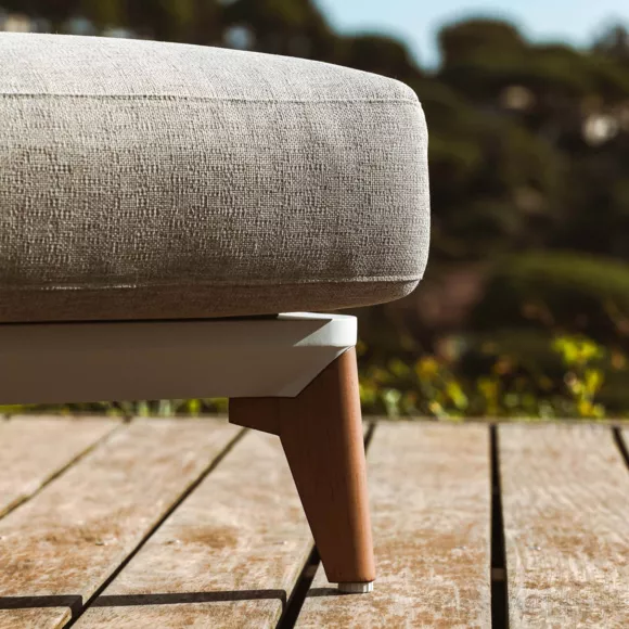 Eminza Transat Double En Aluminium Monte Carlo Blanc Et Taupe