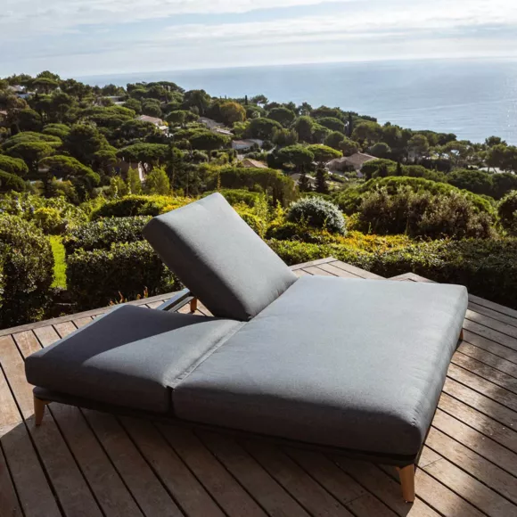 Eminza Transat Double En Aluminium Monte Carlo Gris Anthracite