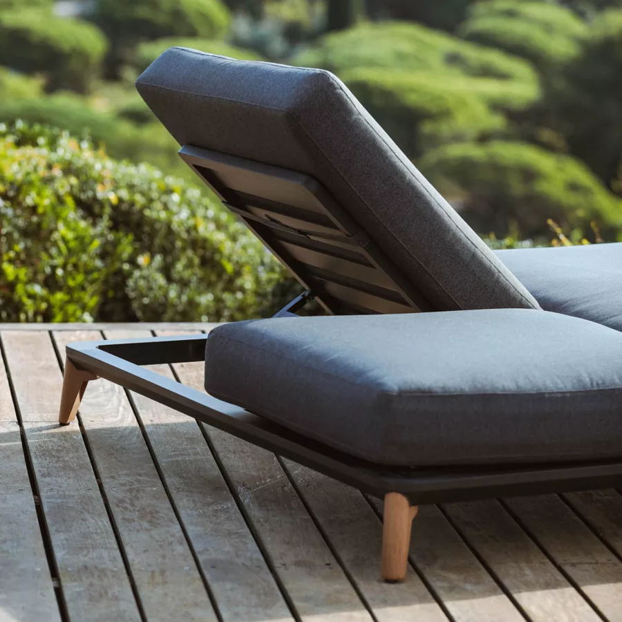 Eminza Transat Double En Aluminium Monte Carlo Gris Anthracite