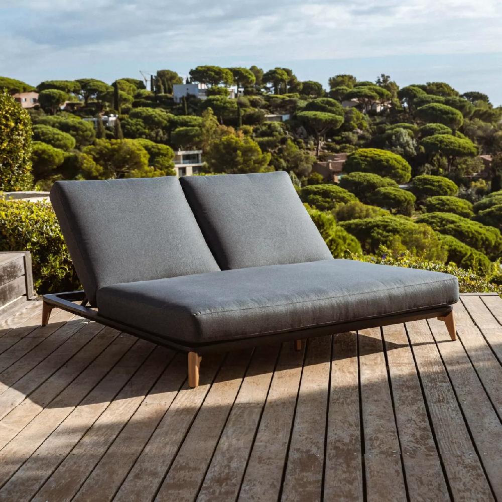 eminza Transat double en aluminium Monte Carlo Gris anthracite