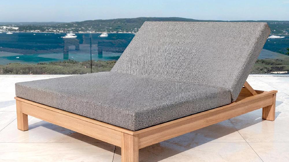 eminza Transat double en bois d'acacia Bornéo Gris anthracite