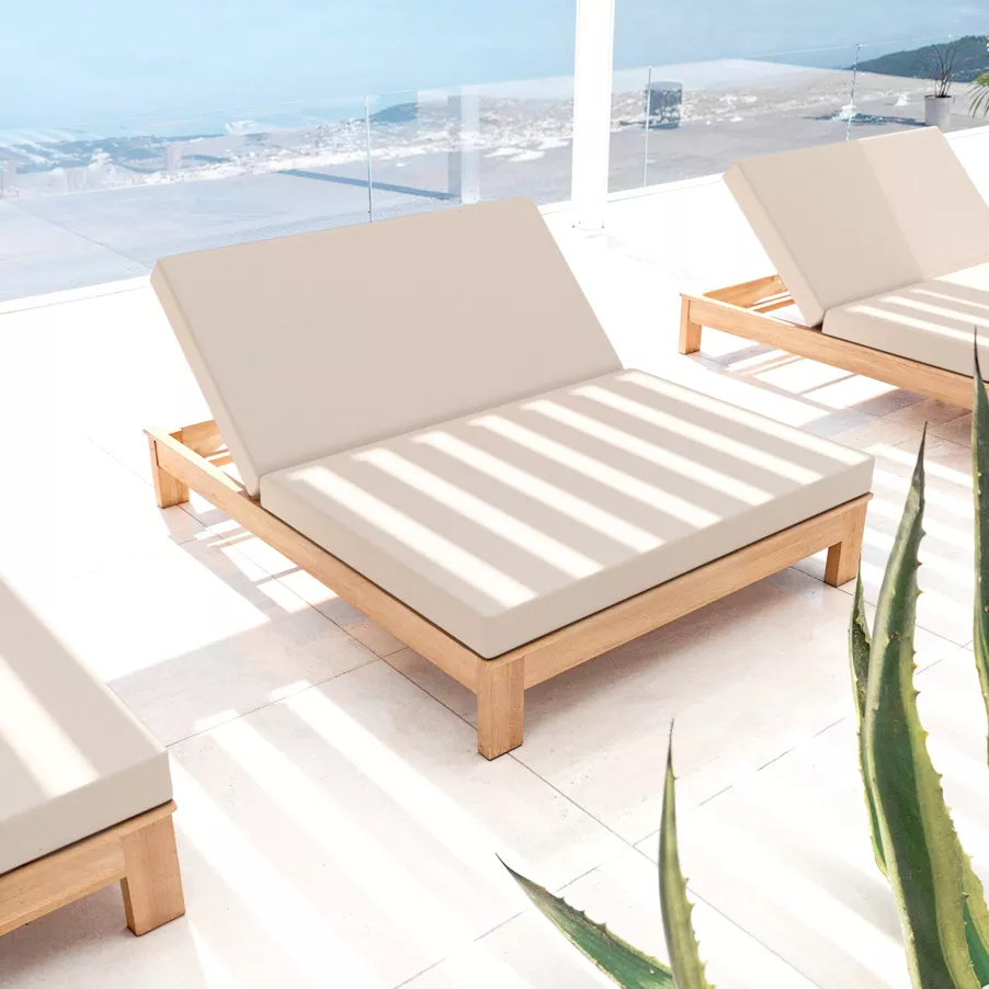 Eminza Transat Double En Bois D'acacia Bornéo Sable