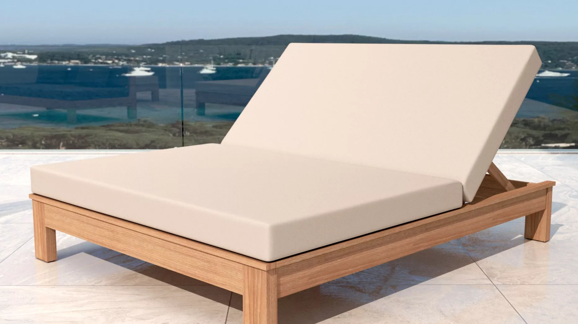 eminza Transat double en bois d'acacia Bornéo Sable