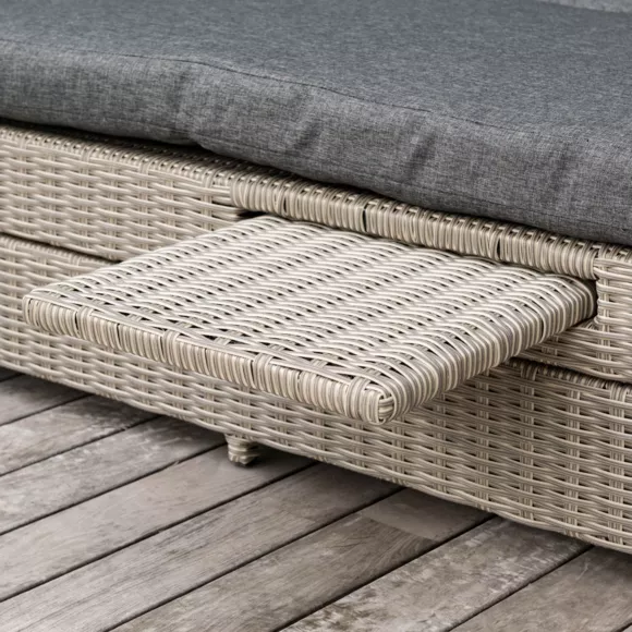 Eminza Transat Double En Résine Tressée - Canapé De Jardin Calvi Gris Et Gris Foncé