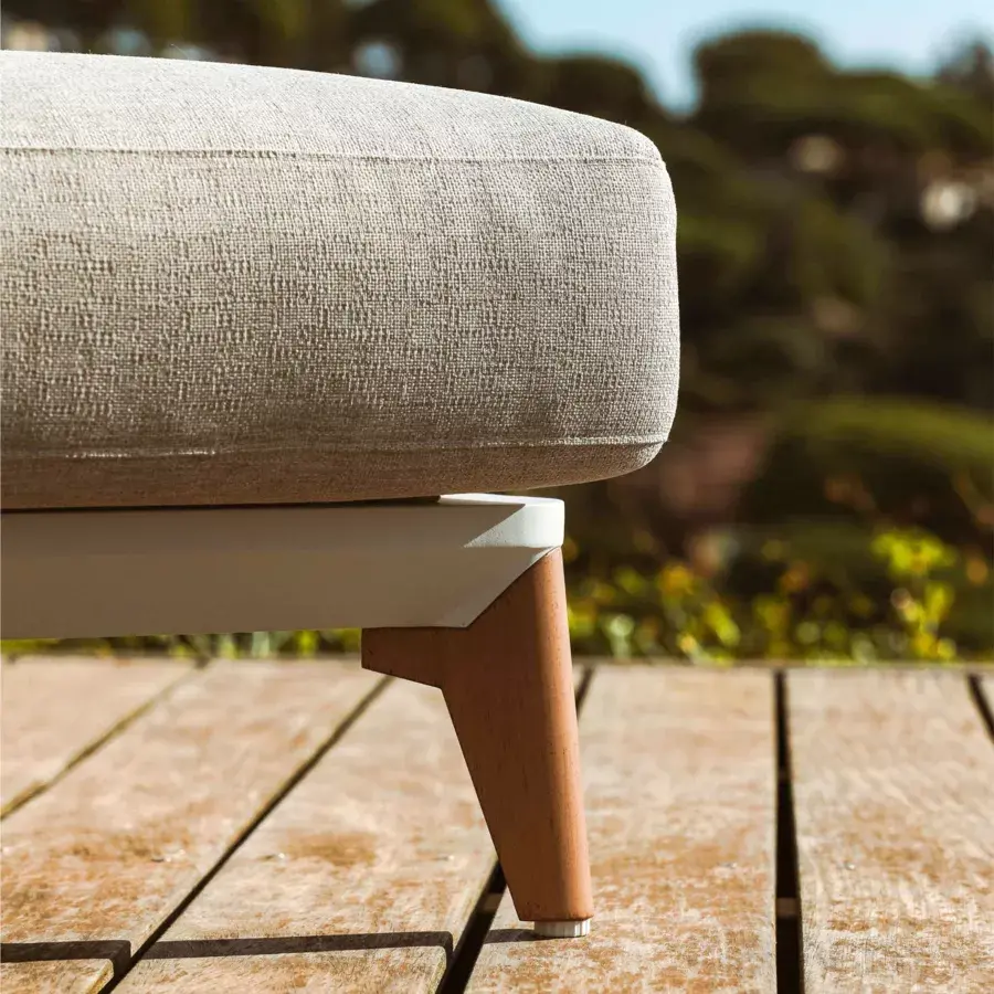 Eminza Transat En Aluminium Monte Carlo Blanc Et Taupe