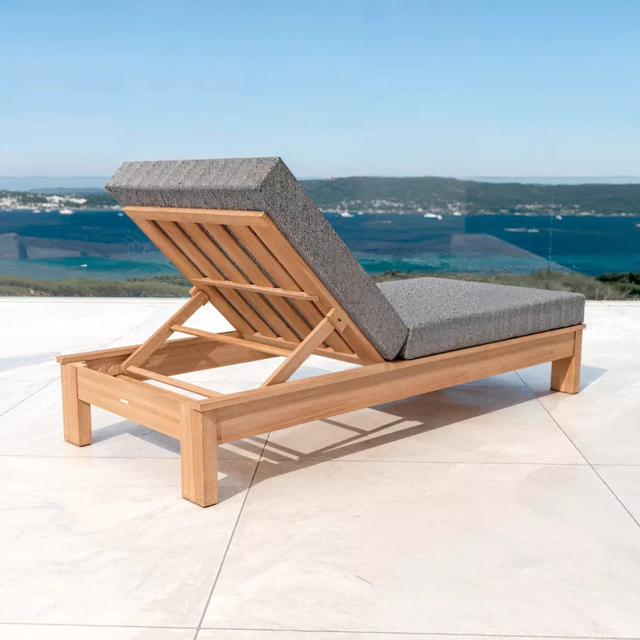 Eminza Transat En Bois D'acacia Bornéo Gris Anthracite