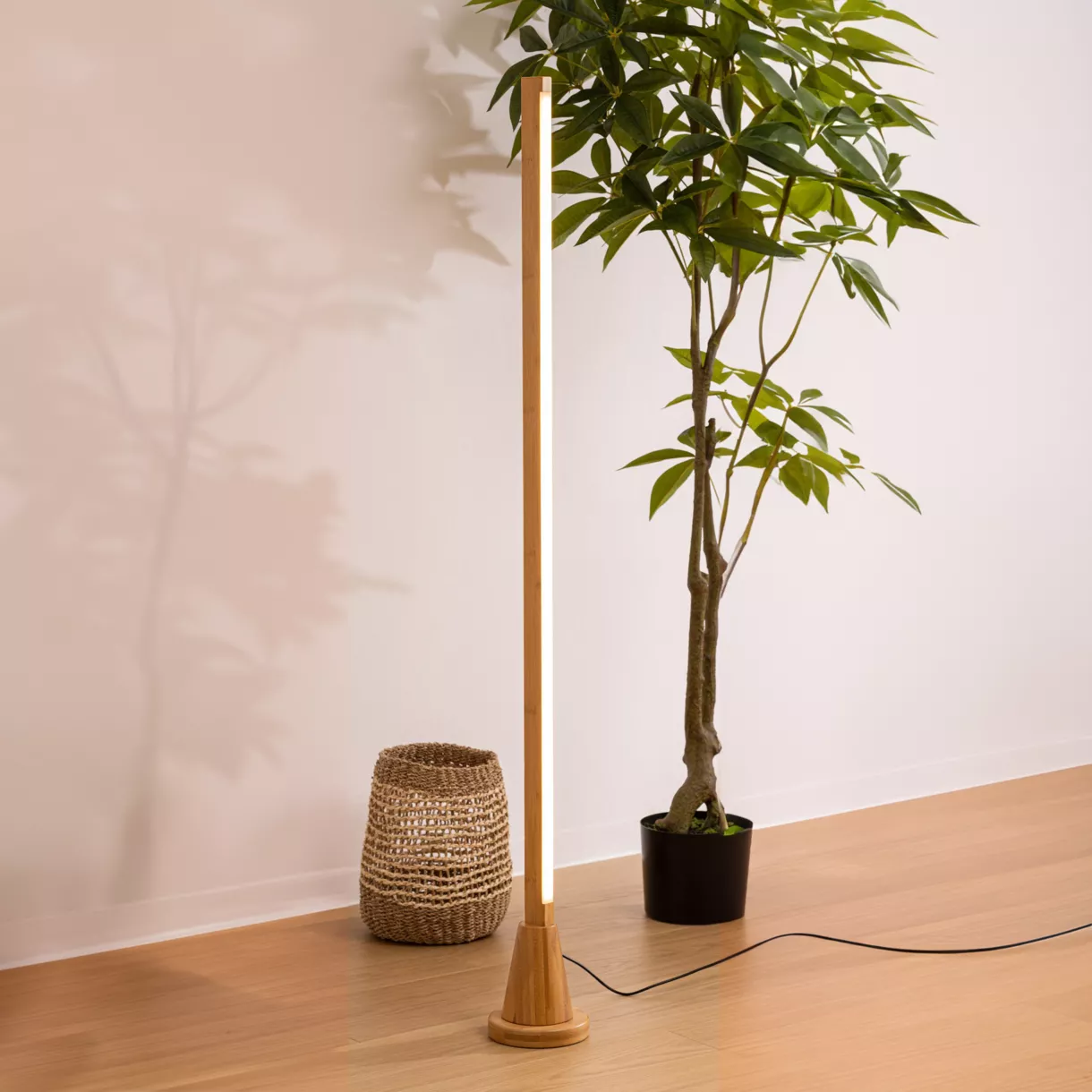 eminza Tube lumineux LED (H130 cm) Ganet Bambou naturel