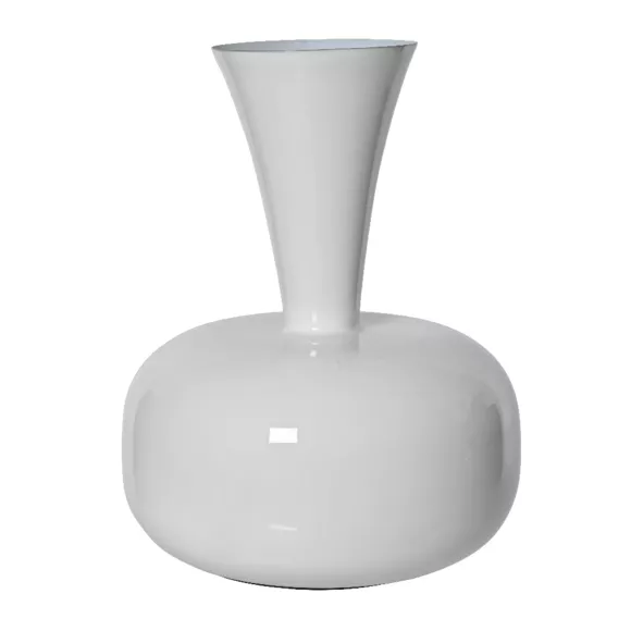 Eminza Vase En Métal émaillé Fait Main (H23 Cm) Cléa Blanc Brillant