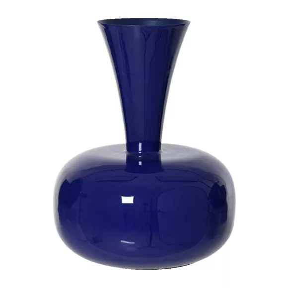 Eminza Vase En Métal émaillé Fait Main (H23 Cm) Cléa Bleu Roi Brillant