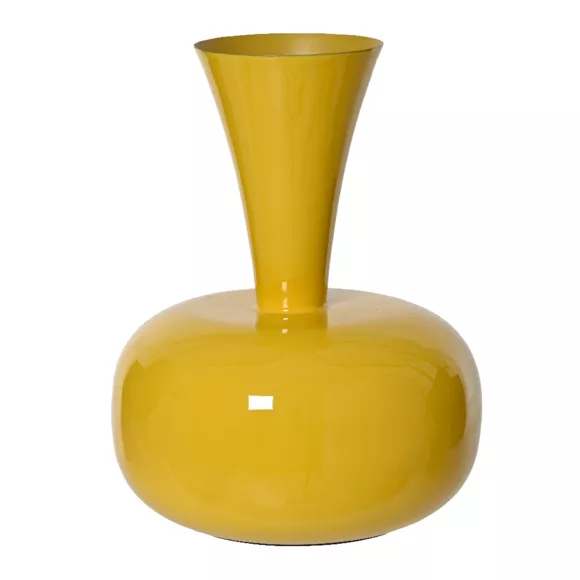 Eminza Vase En Métal émaillé Fait Main (H23 Cm) Cléa Jaune Brillant